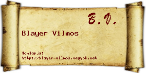 Blayer Vilmos névjegykártya